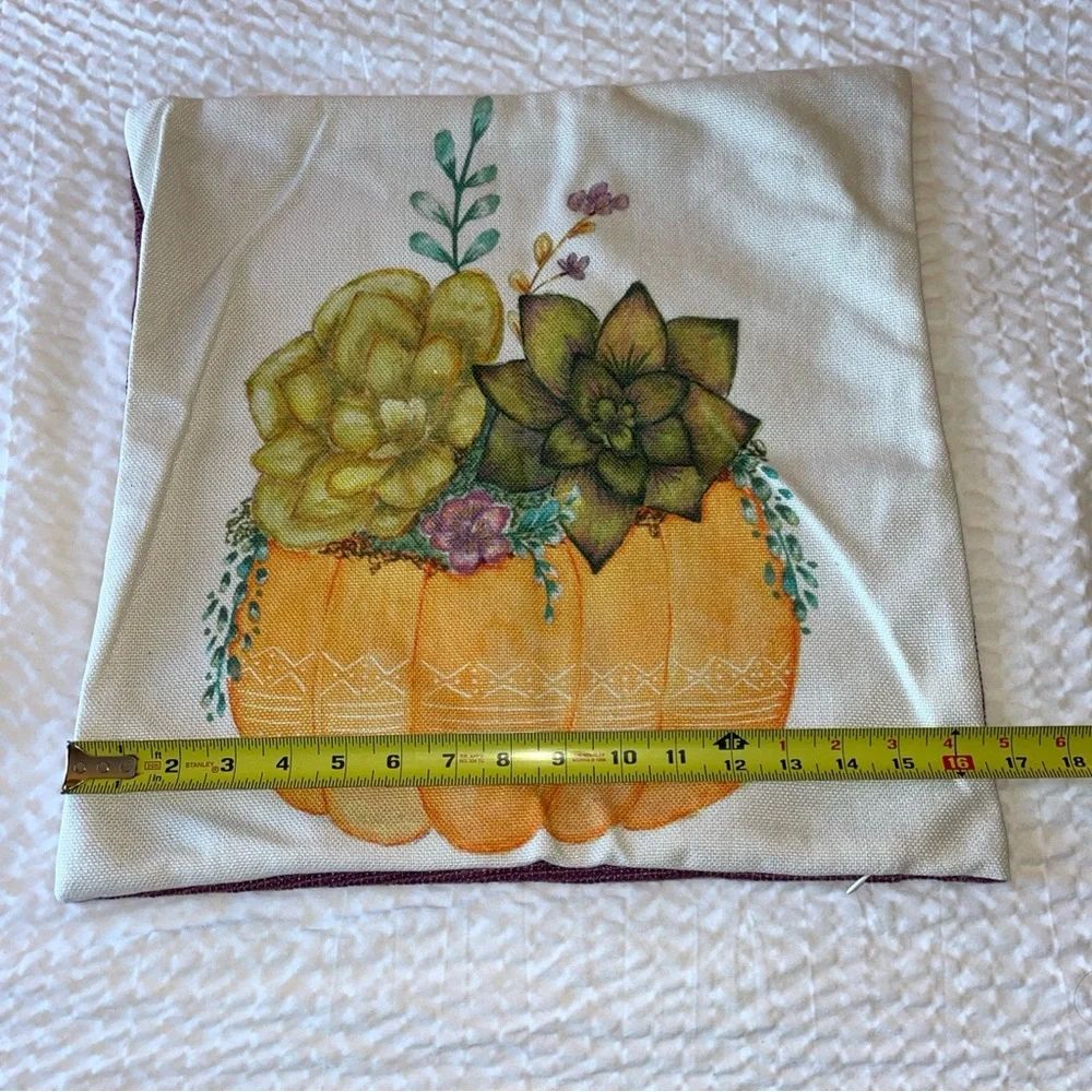 Pumpkin Succulent Print Decorative Square Throw‎ Pillow Cover
